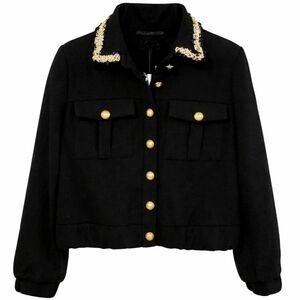 NANETTE LEPORE VERY BLACK COLLARED BOMBER WOMENS JACKET SIZE MEDIUM NWT